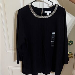 Liz Claiborne Black Top with Silver Accents
